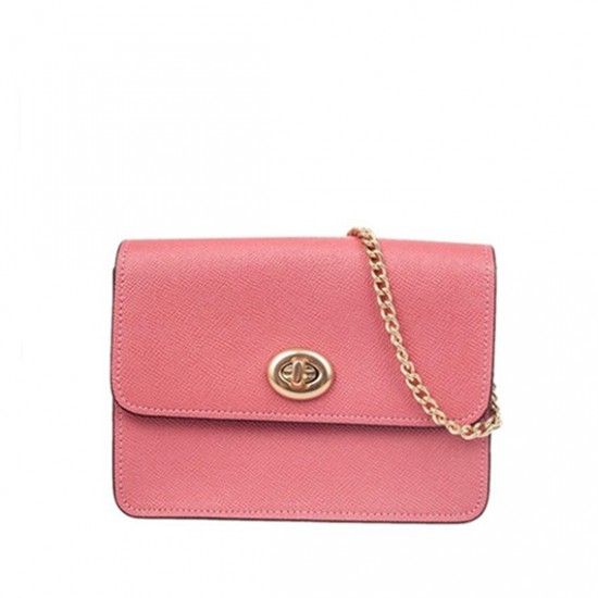 Coach Bowery Turnlock Gold Chain Leather Cross Body Bag Coach Bowery Turnlock Gold Chain Leather Cross Body Bag