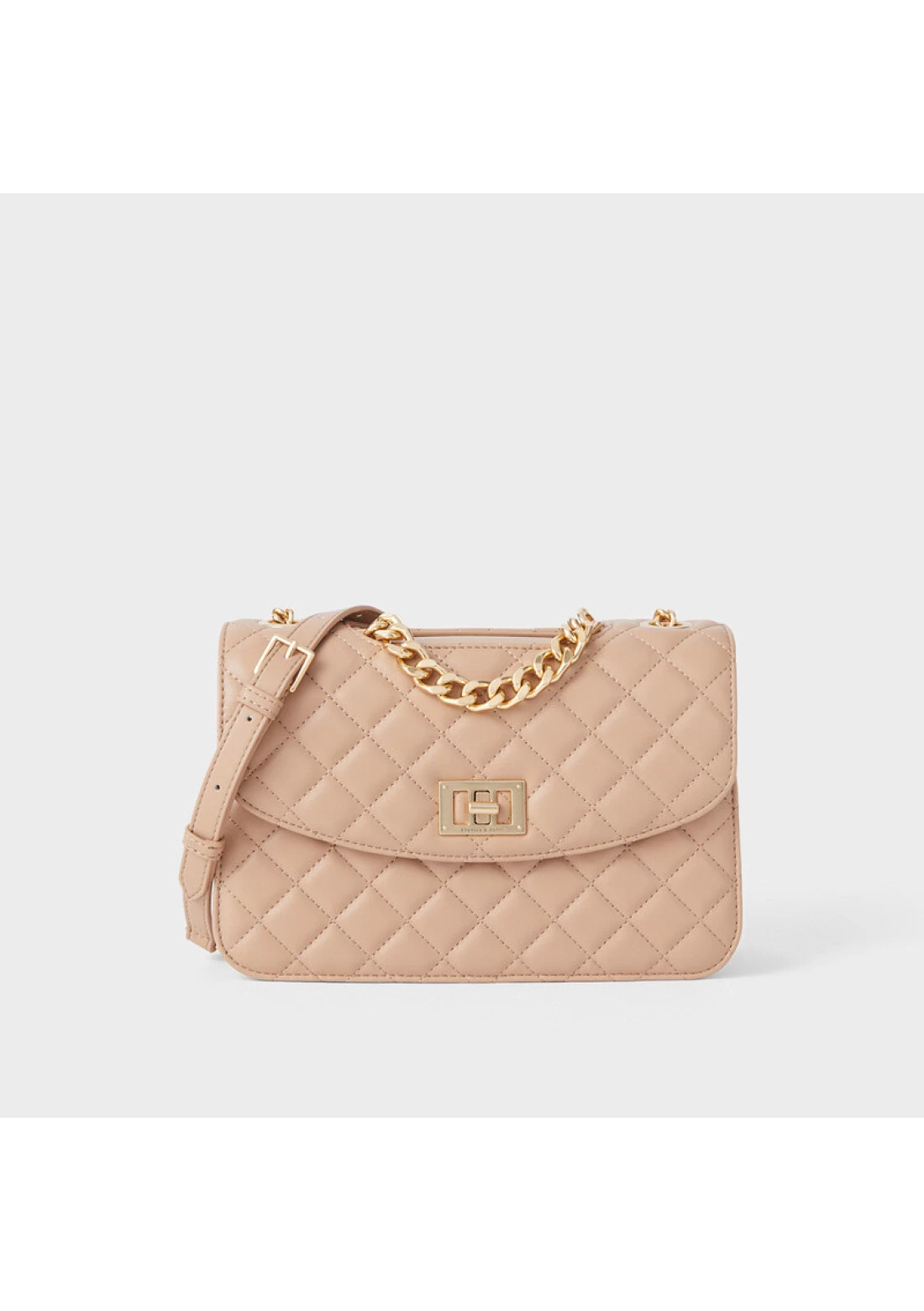 Charles Keith Chain Shoulder Bag Diamond Bag Beige Up To 60% Off