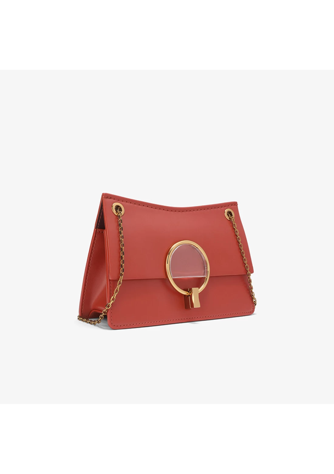 Charles Keith Metal Half Round Lady Chain Shoulder Bag Orange Up To 60% Off