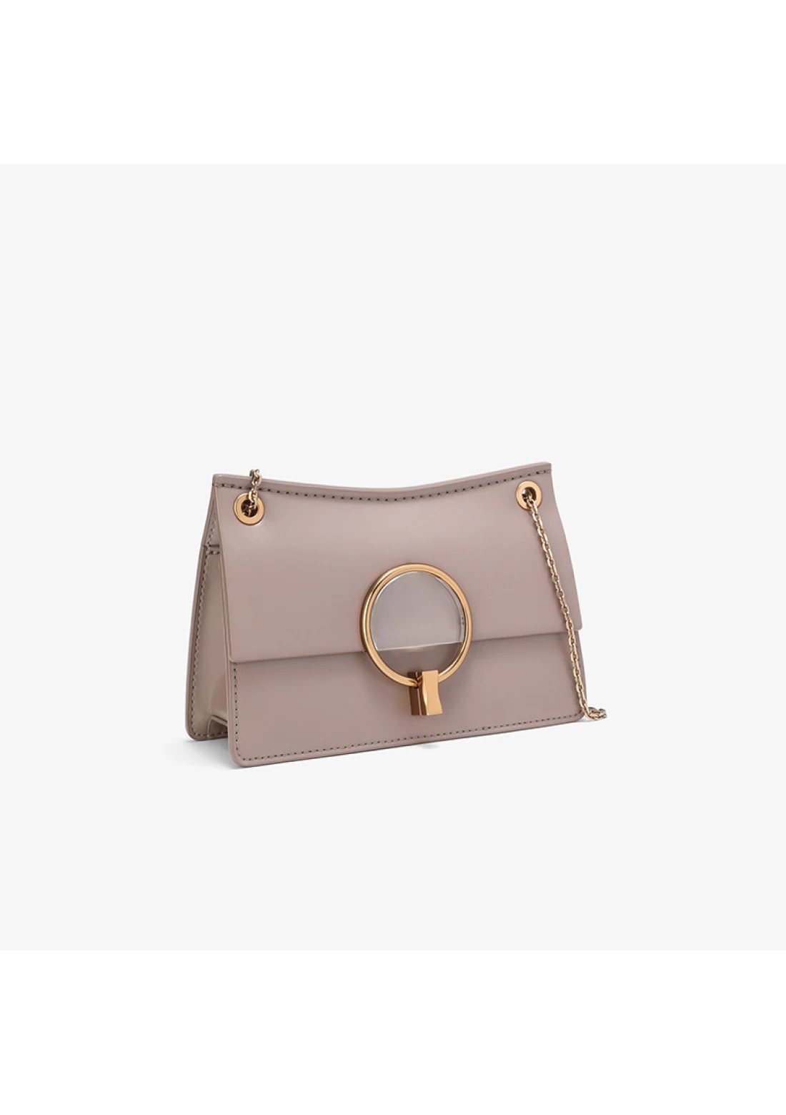 A female pu flip-up slanting shoulder bag with halo-dyed metal chain  magnetic buckle diaphragm square bag