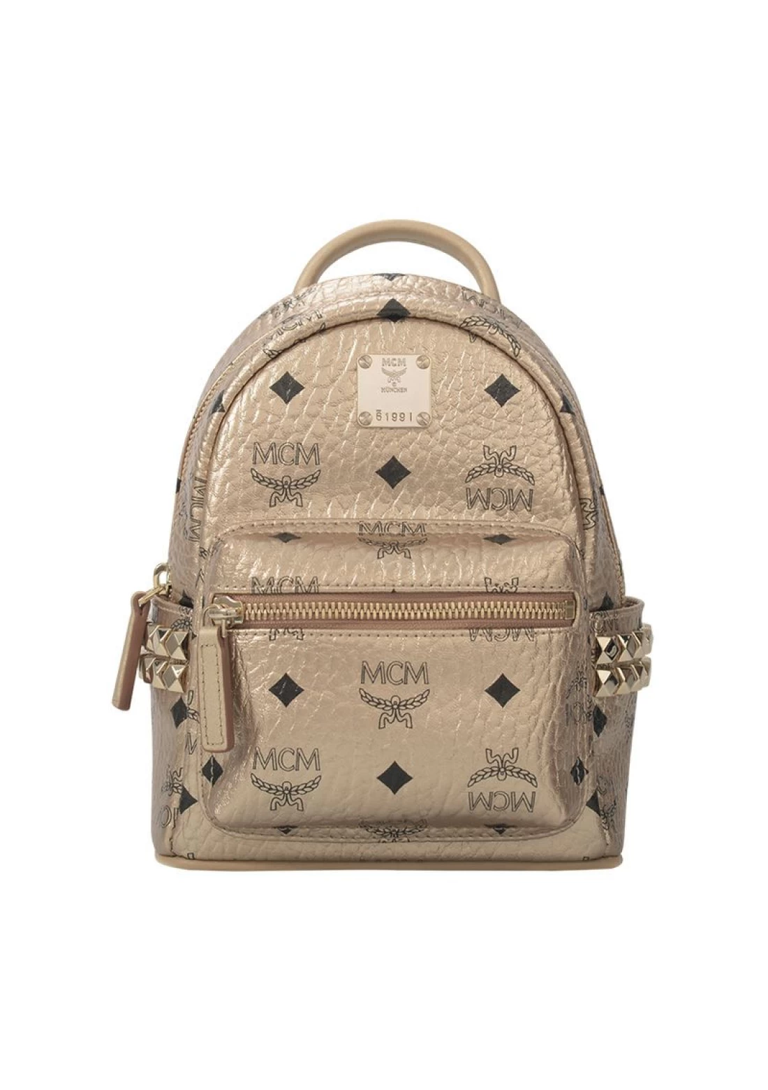 MCM Fashion Gold Super Mini Stark Visetos Bebe Boo Backpack