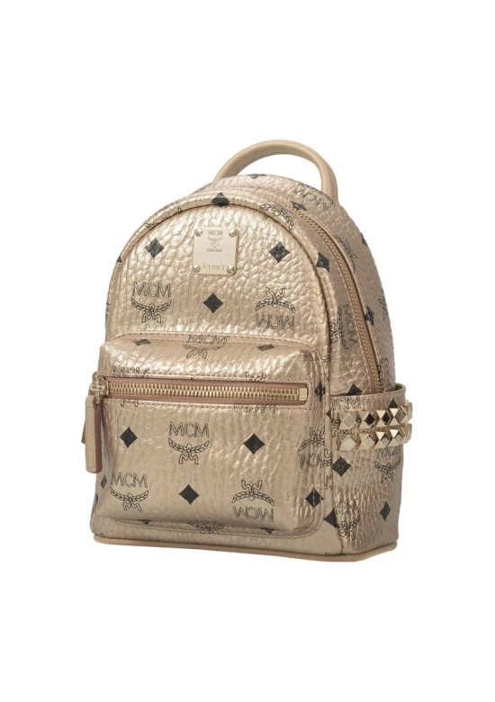 MCM Fashion Gold Super Mini Stark Visetos Bebe Boo Backpack