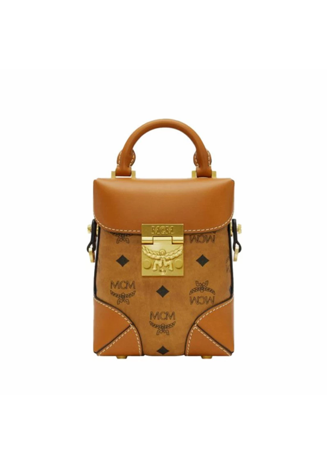 MCM Letter Print Flip Small Suitcase Shoulder Messenger Bag Handbag