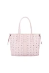 MCM Liz Visetos Soft Pink Printed Logo Reversible Shopping Bag One Shoulder Tote