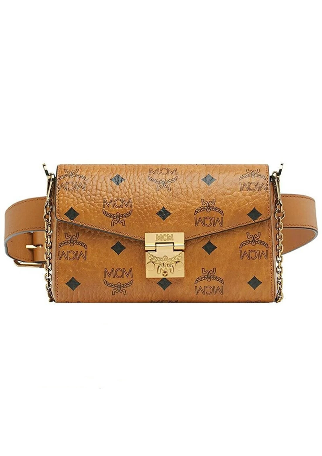 MCM Logo Printed Waist Bag Shoulder Crossbody Chain Bag