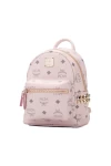 MCM Stark Visetos Series Soft Pink Printed Logo Backpack