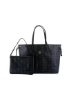 MCM Visetos Black Fabric Reversible Tote Handbag