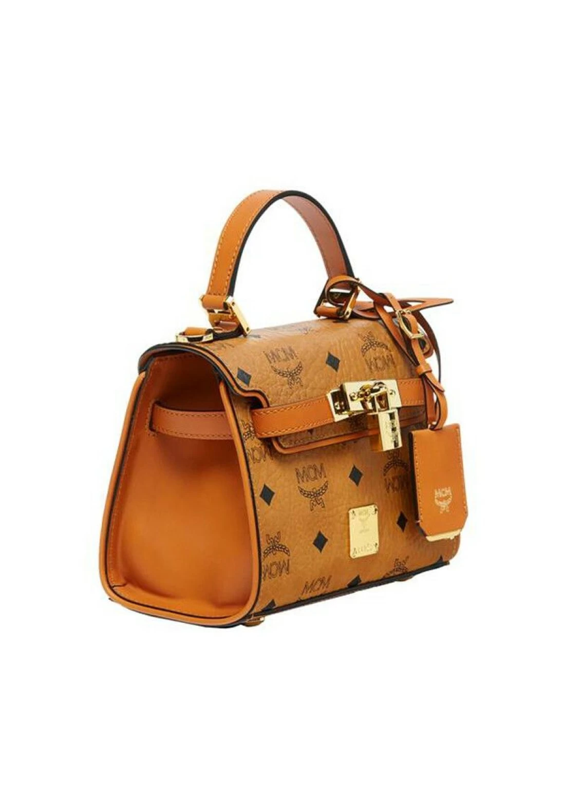 mcm heritage cognac visetos satchel mini