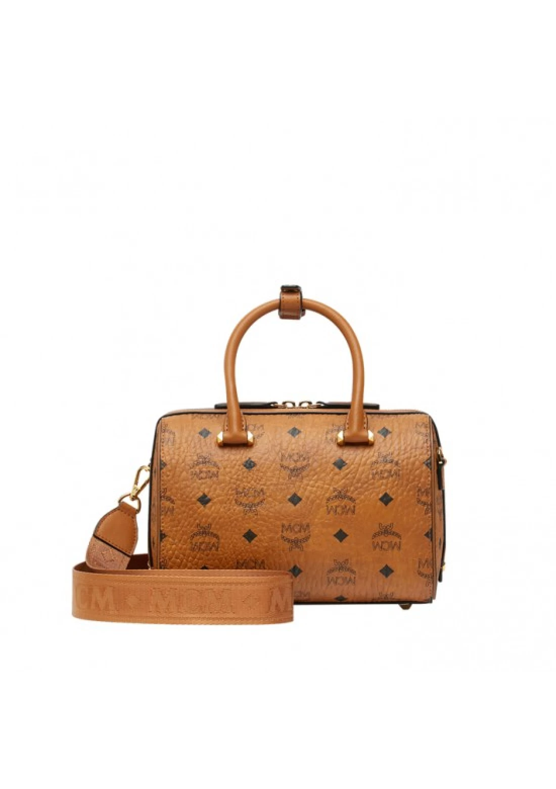 Mini Boston Bag in Visetos Cognac