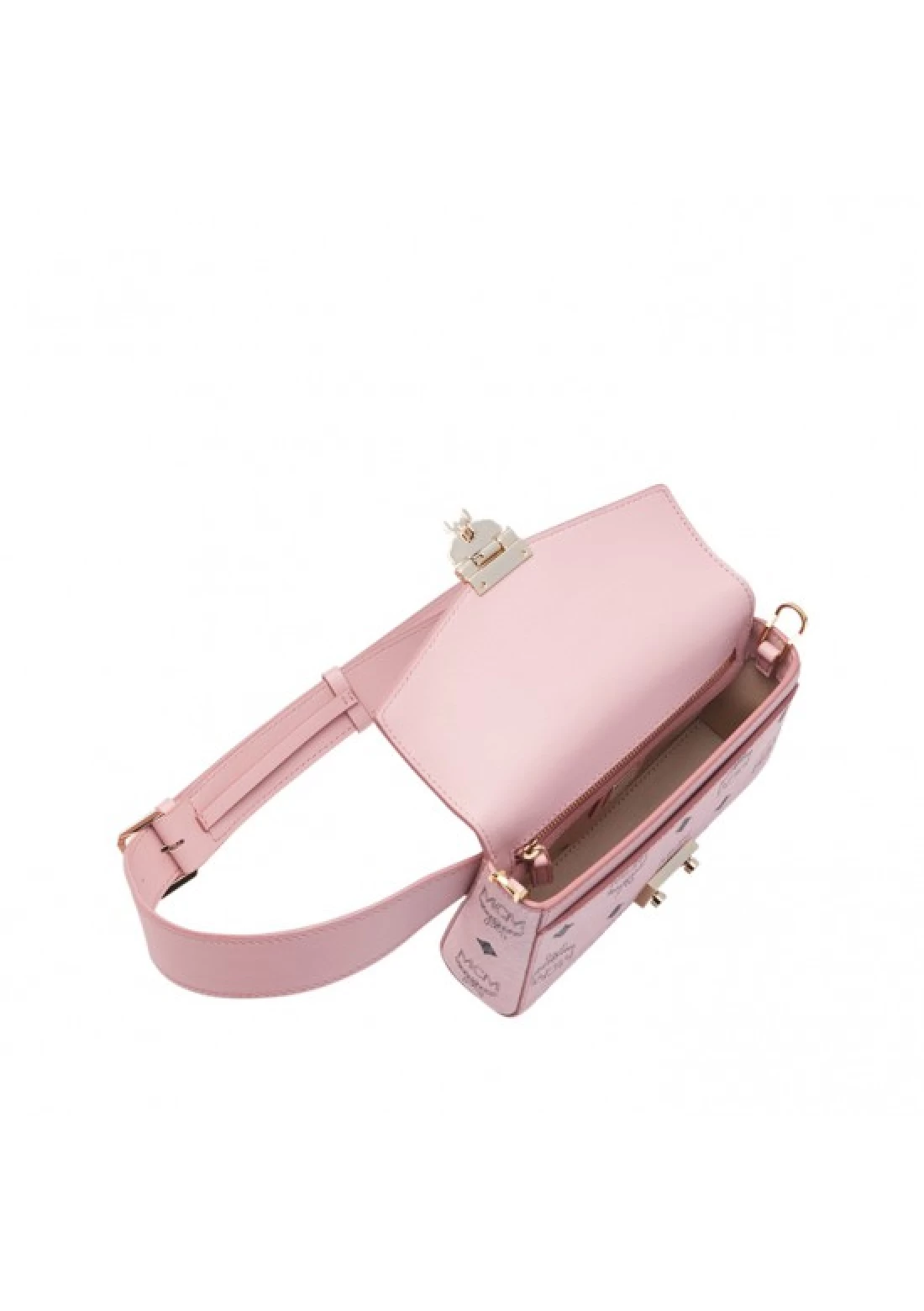 MCM Patricia Visetos Crossbody Shoulder Bag Soft Pink New