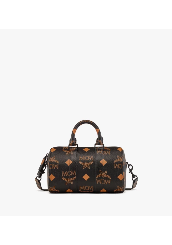 MCM Aren Boston Bag in Small Visetos Black Women