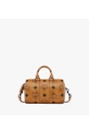 MCM Aren Boston Bag in Small Visetos Cognac Women