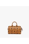 MCM Aren Boston Bag in Small Visetos Cognac Women