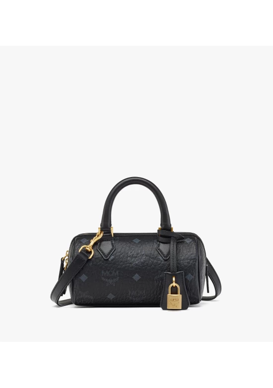 MCM Ella Mini Boston Bag in Visetos Black Women