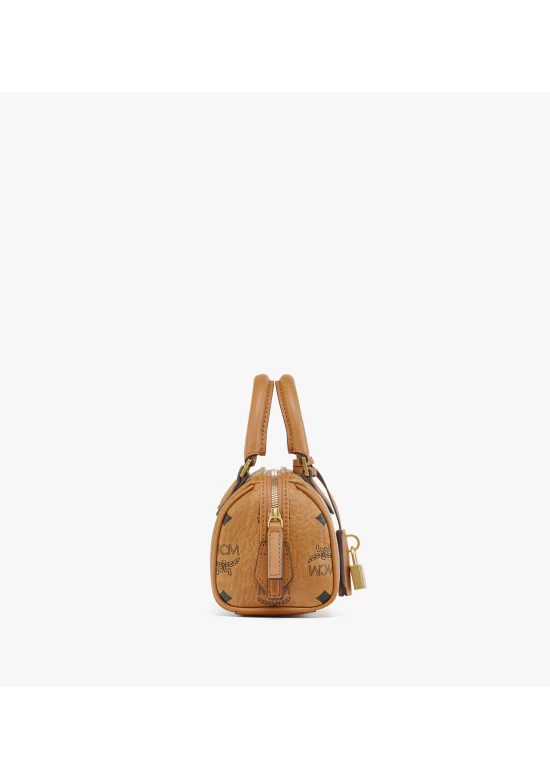 MCM Ella Mini Boston Bag in Visetos Cognac Women