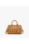 MCM Ella Boston Small Bag in Visetos Cognac Women