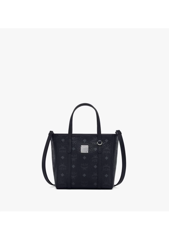 MCM Aren Top Zip Shopper Mini in Visetos Black Women