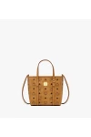 MCM Aren Top Zip Shopper Mini in Visetos Cognac Women