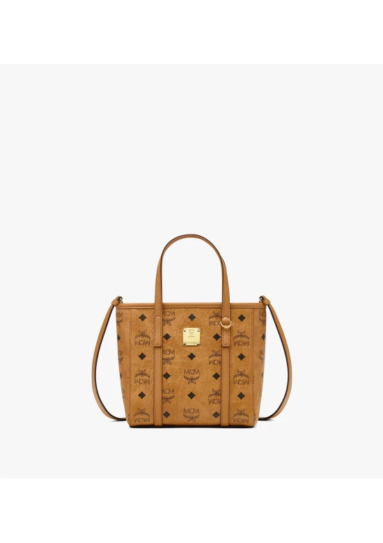 MCM Aren Top Zip Shopper Mini in Visetos Cognac Women