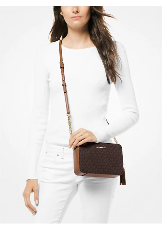 Michael Kors Ginny Medium Logo Crossbody Bag Brown Women