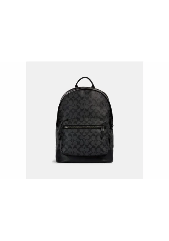 Coach West Backpack in Signature Canvas Charcoal Black