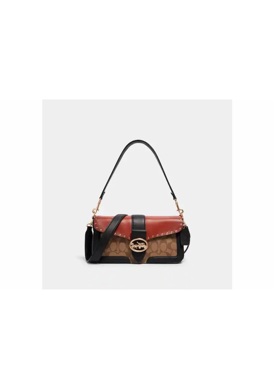 Coach Georgie Shoulder Bag in Colorblock Signature Canvas with Rivets Women