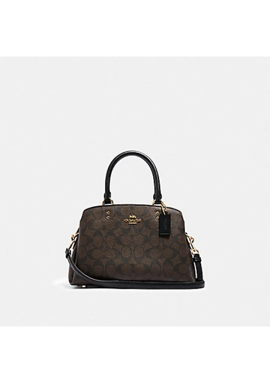 Coach Mini Lillie Carryall in Signature Canvas Brown Black Women