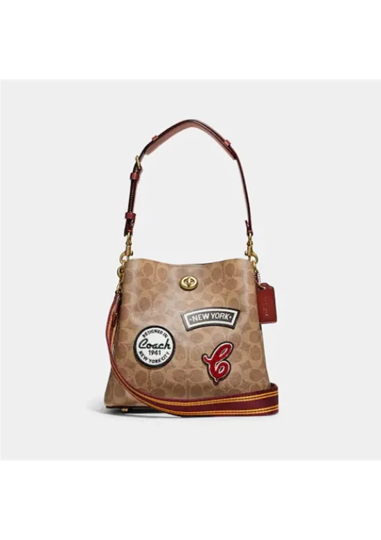 Coach Willow Bucket Bag in Signature Canvas with Patches Women