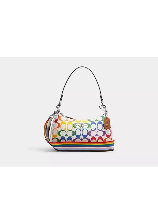 Coach Teri Shoulder Bag in Rainbow Signature Canvas Women