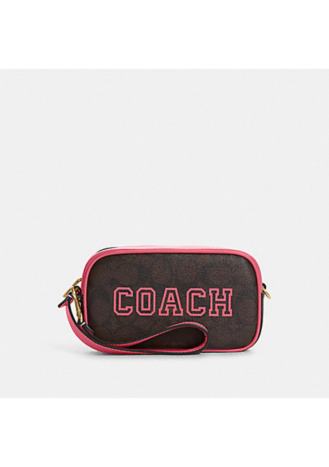 Coach Jamie Wristlet in Signature Canvas with Varsity Motif Pink for Women