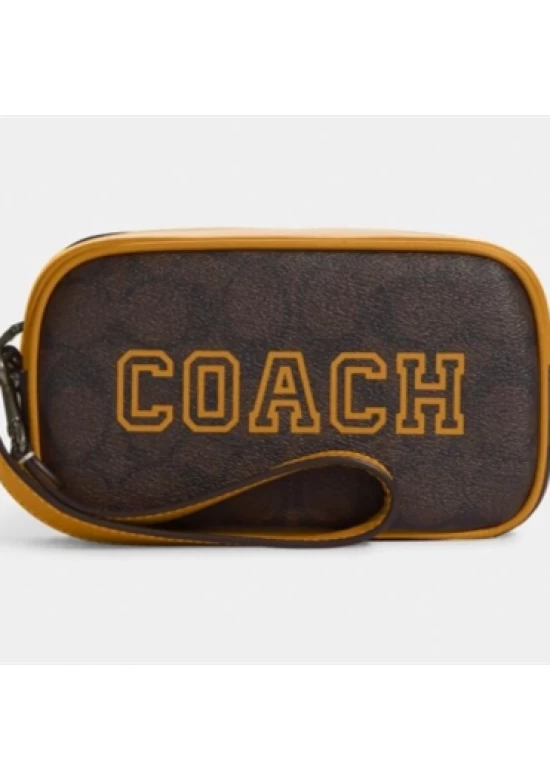 Coach Jamie Wristlet in Signature Canvas with Varsity Motif Yellow for Women