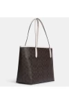 Coach City Tote in Signature Canvas with Varsity Motif Chalk for Women