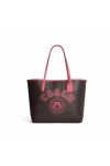 Coach City Tote in Signature Canvas with Varsity Motif Pink for Women