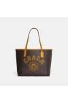 Coach City Tote in Signature Canvas with Varsity Motif Yellow for Women