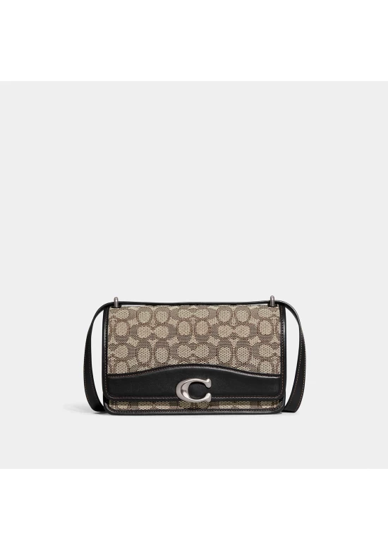 Coach Bandit Shoulder Bag in Signature Textile Jacquard Cocoa Black for Women