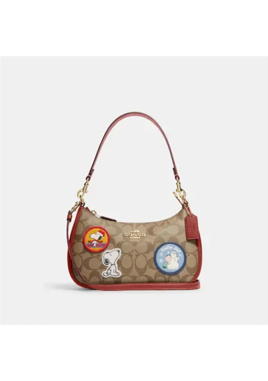 Coach X Peanuts Teri Shoulder Bag In Signature Canvas With Patches for Women