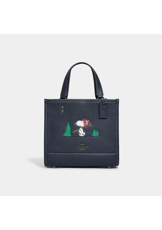 Coach X Peanuts Dempsey Tote 22 With Snoopy Ski Motif for Women