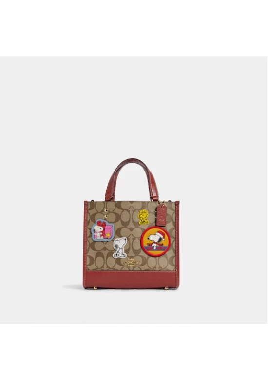 Coach X Peanuts Dempsey Tote 22 In Signature Canvas With Patches for Women
