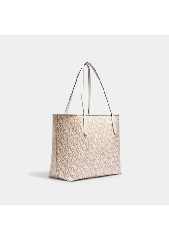  Coach City Tote With Coach Monogram Print Chalk for Women