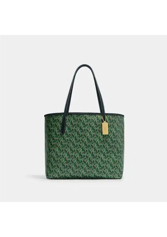 Coach City Tote With Coach Monogram Print Green for Women