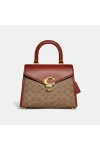 Coach Sammy Top Handle in Signature Canvas Brass Tan Rust for Women