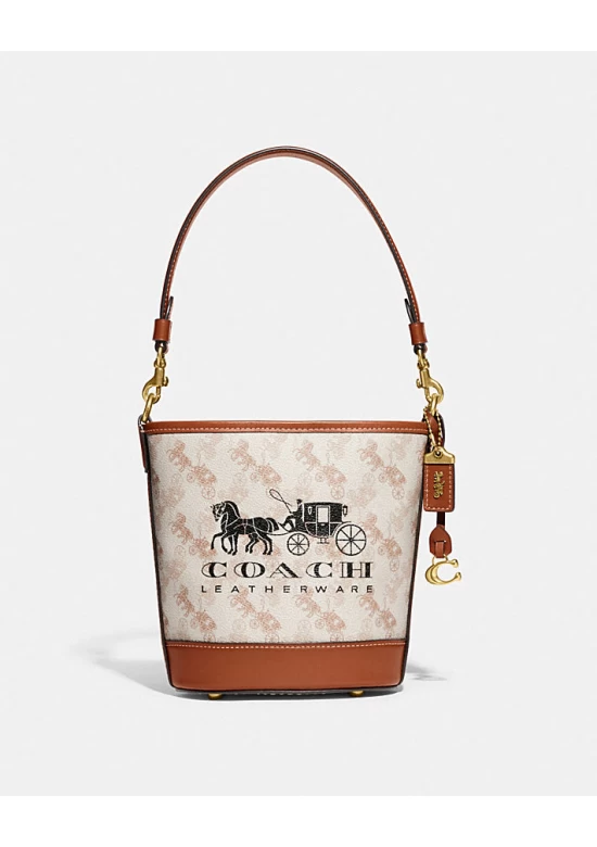 Coach Dakota Bucket Bag 16 with Horse and Carriage Print Chalk Women