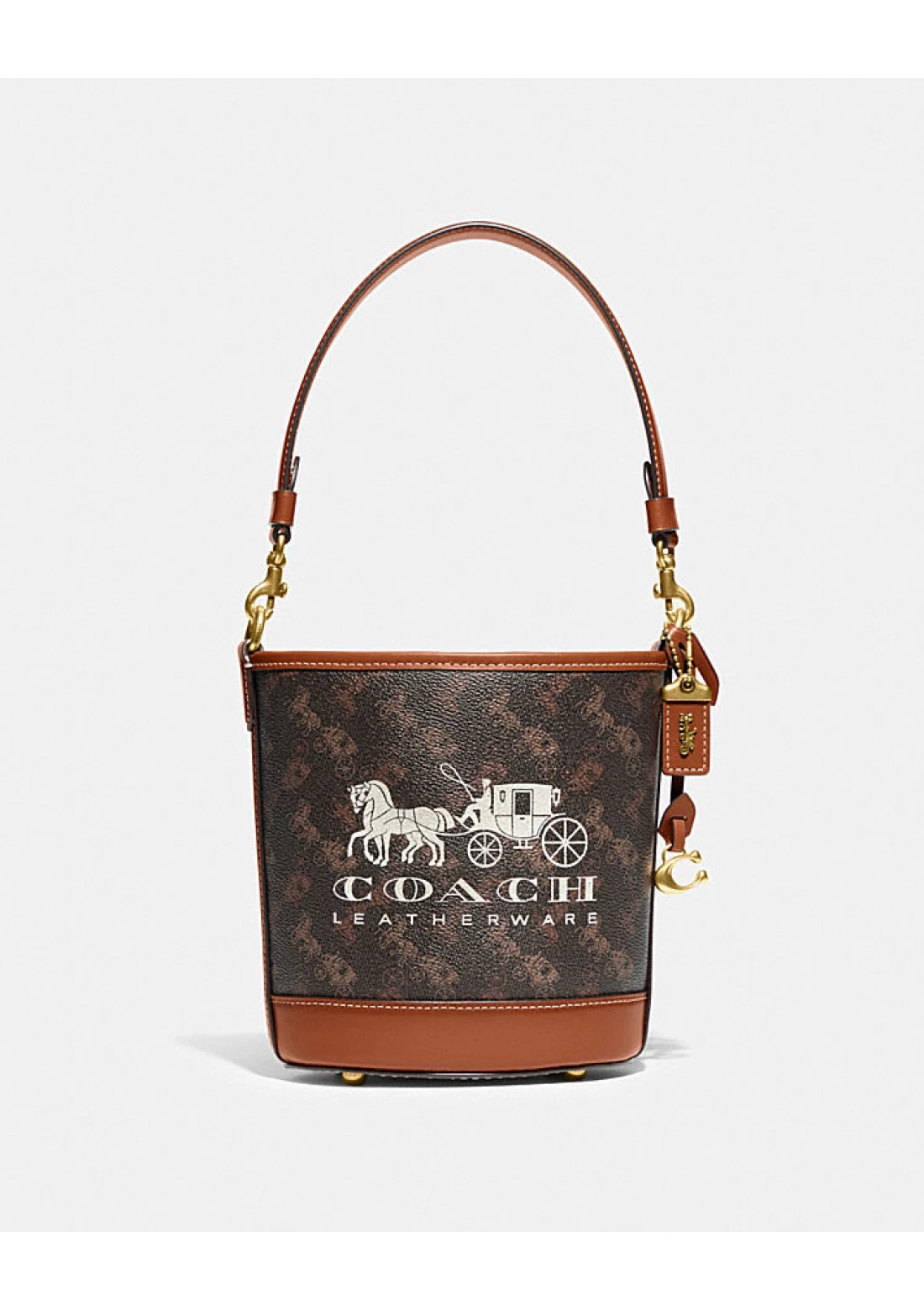 Coach Dakota Bucket Bag 16 with Horse and Carriage Print Truffle Women