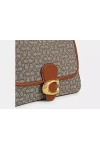 Coach Soft Tabby Shoulder Bag in Micro Signature Jacquard Cocoa Burnished Amb Women