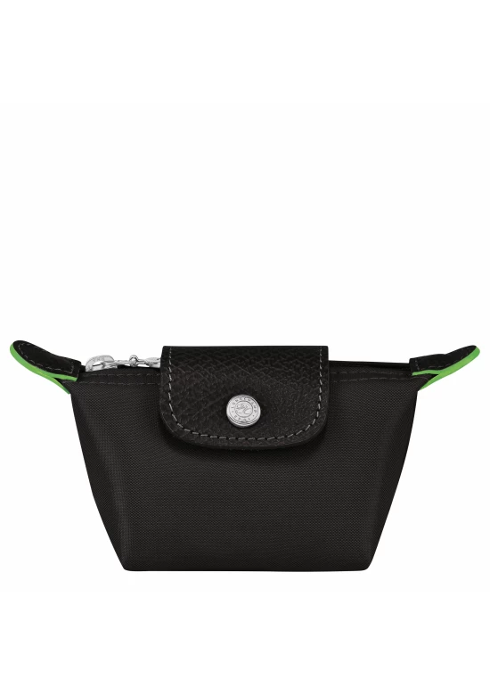 Longchamp Le Pliage Green Coin Purse Black Recycled Canvas Women