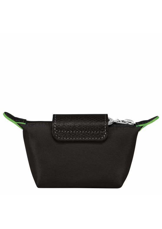 Longchamp Le Pliage Green Coin Purse Black Recycled Canvas Women