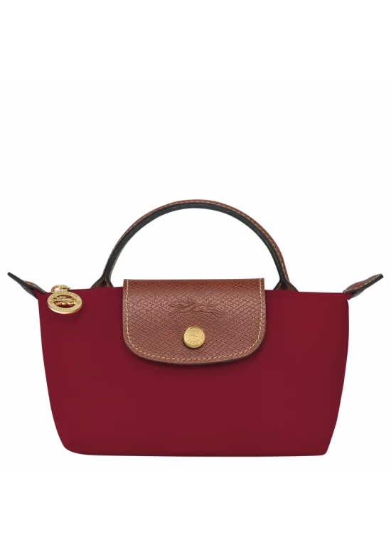 Longchamp Le Pliage Original Canvas Pouch with Handle Red Women