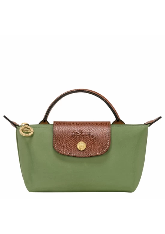 Longchamp Le Pliage Original Canvas Pouch with Handle Green Women