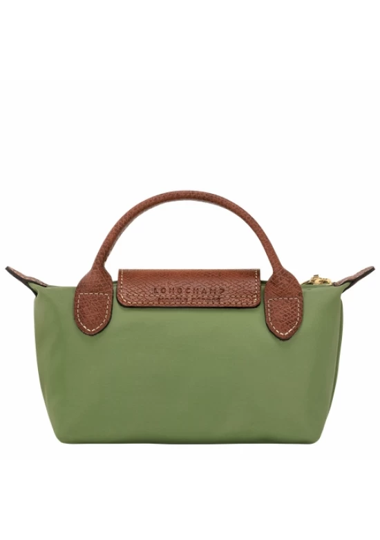 Longchamp Le Pliage Original Canvas Pouch with Handle Green Women