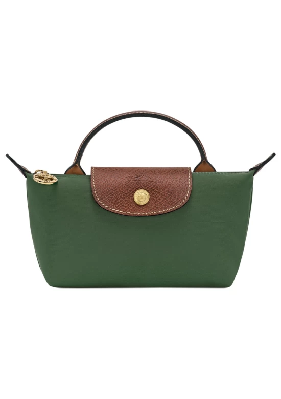 Longchamp Bag Le Pliage Original Pouch with Handle British Green Recycled Canvas Women